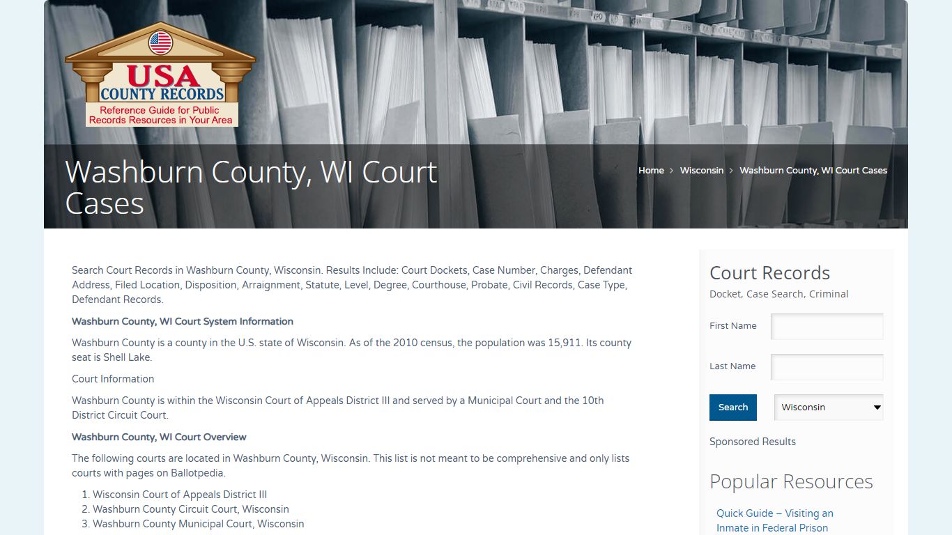 Washburn County, WI Court Cases | Name Search