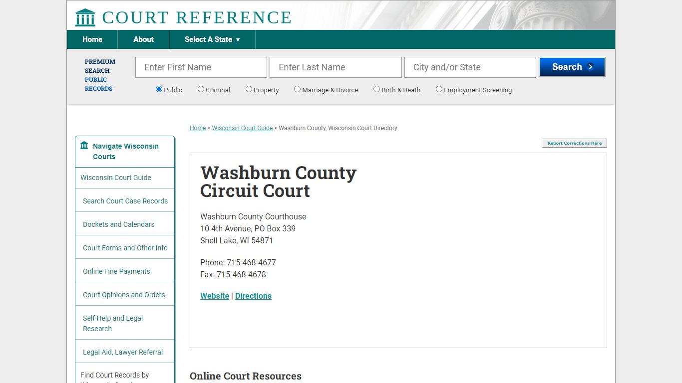 Washburn County Circuit Court - CourtReference.com