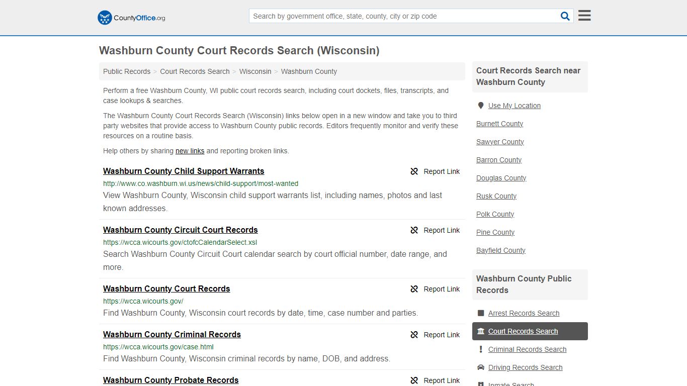 Washburn County Court Records Search (Wisconsin) - County Office